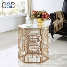 New design glass stainless steel gold modern side table in gold